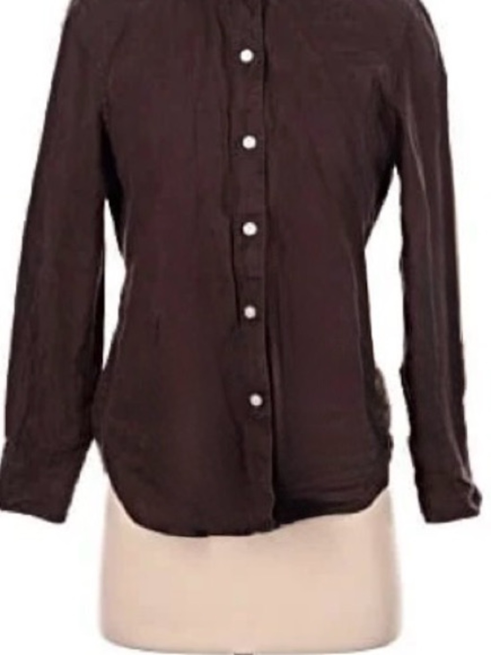 J. Crew Linen Dark Brown Button-Down Long Sleeve Shirt